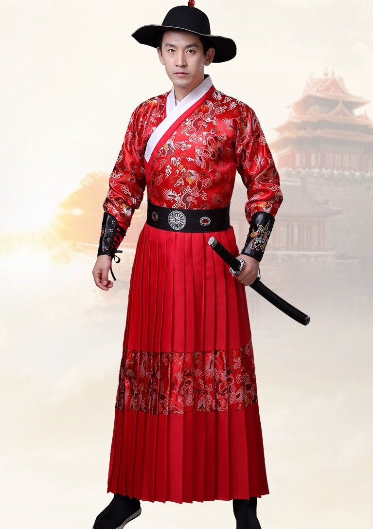 Embroidered Ming Dynasty Clothing Red Knight Hanfu Male