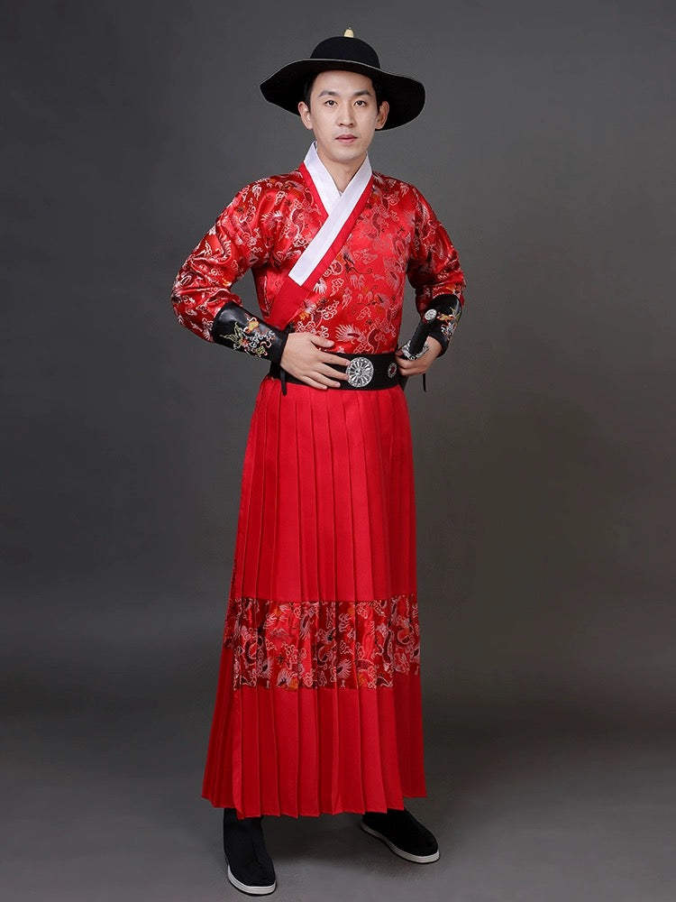 Embroidered Ming Dynasty Clothing Red Knight Hanfu Male