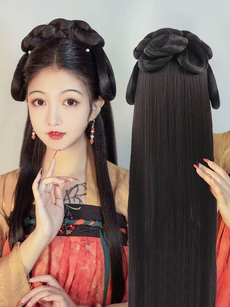 hanfu wig chinese traditional hair style black