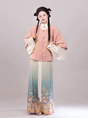 Red Square Collar Hanfu New Year Dress Ming Dynasty