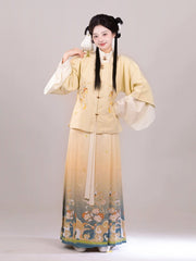 Pink Cute Ming Dynasty Pipa Sleeves Hanfu Dress