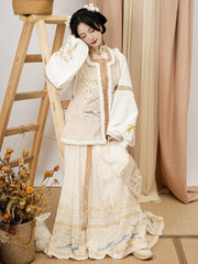 yellow aoqun winter hanfu chinese clothes dress