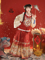 Red New Years Dress Winter hanfu Chinese Style