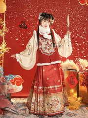 Red New Years Dress Winter hanfu Chinese Style
