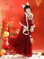 Red Winter Formal Dresses Chinese Style Hanfu