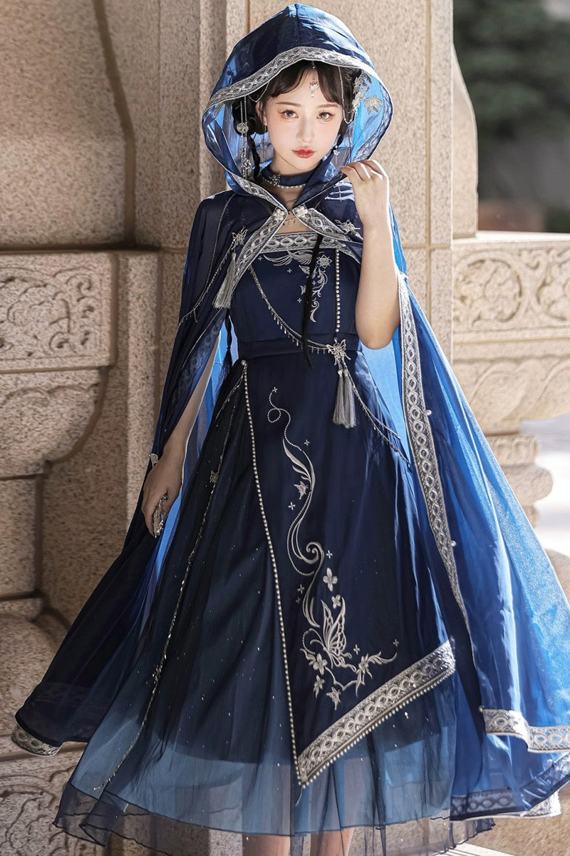 Gothic Hanfu Skirt Chinese Witch Cloak Cosplay Costume