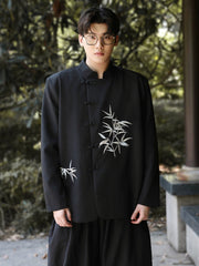 Black Embroidered Chinese Style Tang Suit Jacket