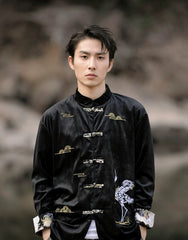Gold Velvet Jacket Chinese Tang Suit Male