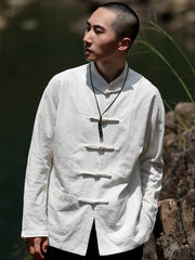 Chinese Shirt Linen Men Stand Collar Tang Suit