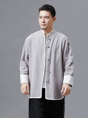 Casual Button Up Shirt Men Chinese Style Jacket