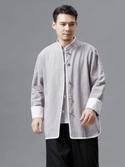 Casual Button Up Shirt Men Chinese Style Jacket