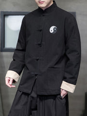 Black Autumn Jacket Men Chinese Style Tang Suit