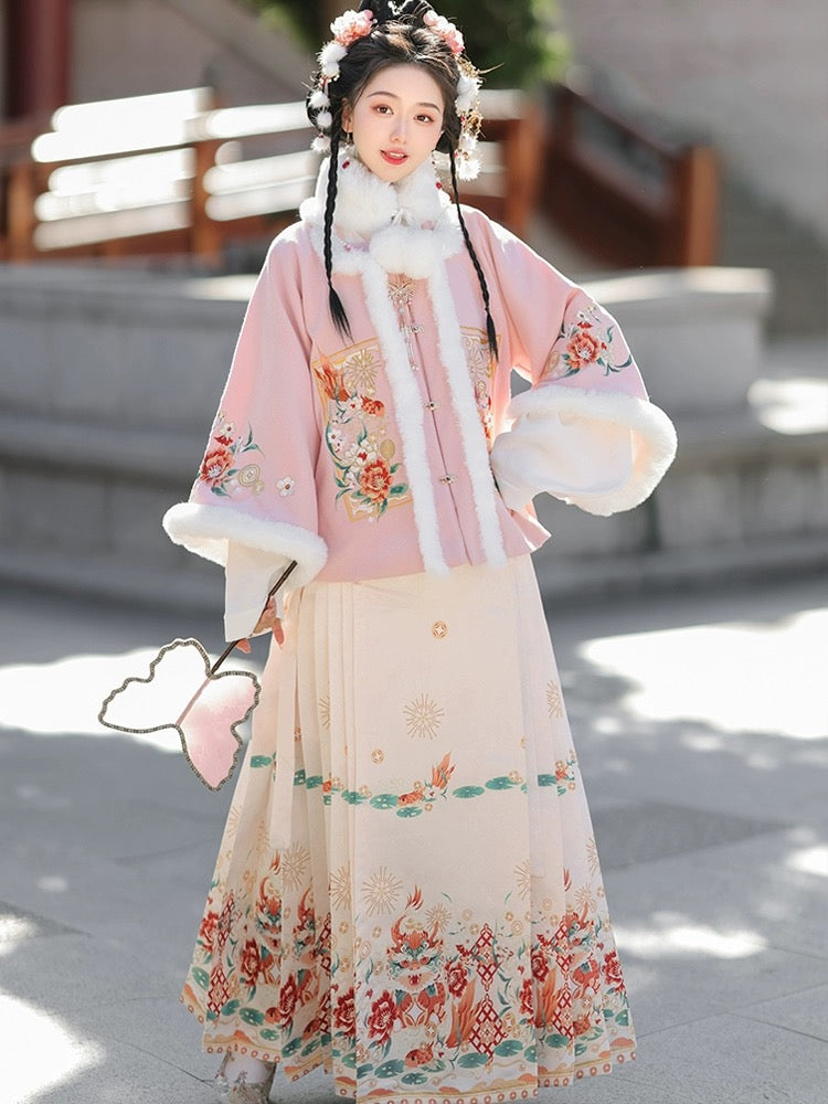 Cute Winter Chinese Party Dress Ming Hanfu Women