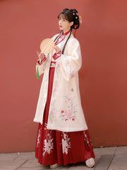 Blue Winter Hanfu Skirt Outfit Ming Dynasty Clothing