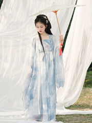 Blue Chinese Dress Chiffon Hanfu Tang Dynasty Clothing