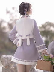 Winter Qipao Dress Modern Hanfu Purple