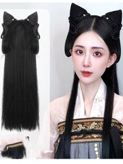 hanfu wig cat ear hairstyle chinese long