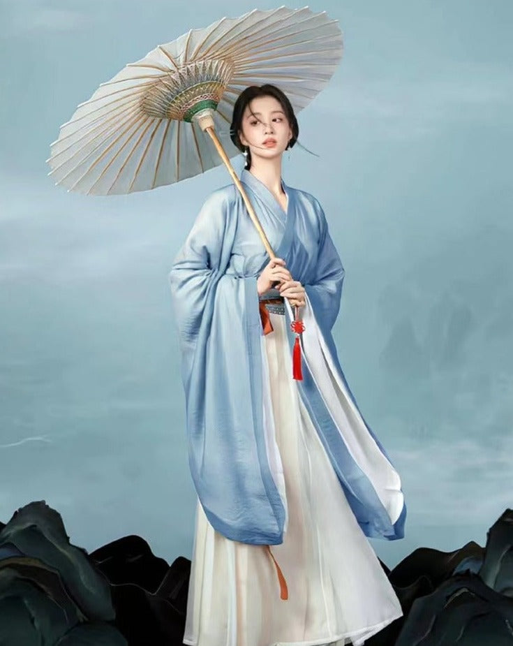 Blue Song Dynasty Hanfu Chinese Culture Dress Female