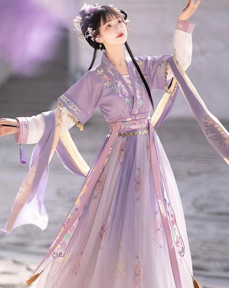 Purple Cute Summer Dress Chinese Dance Costumes