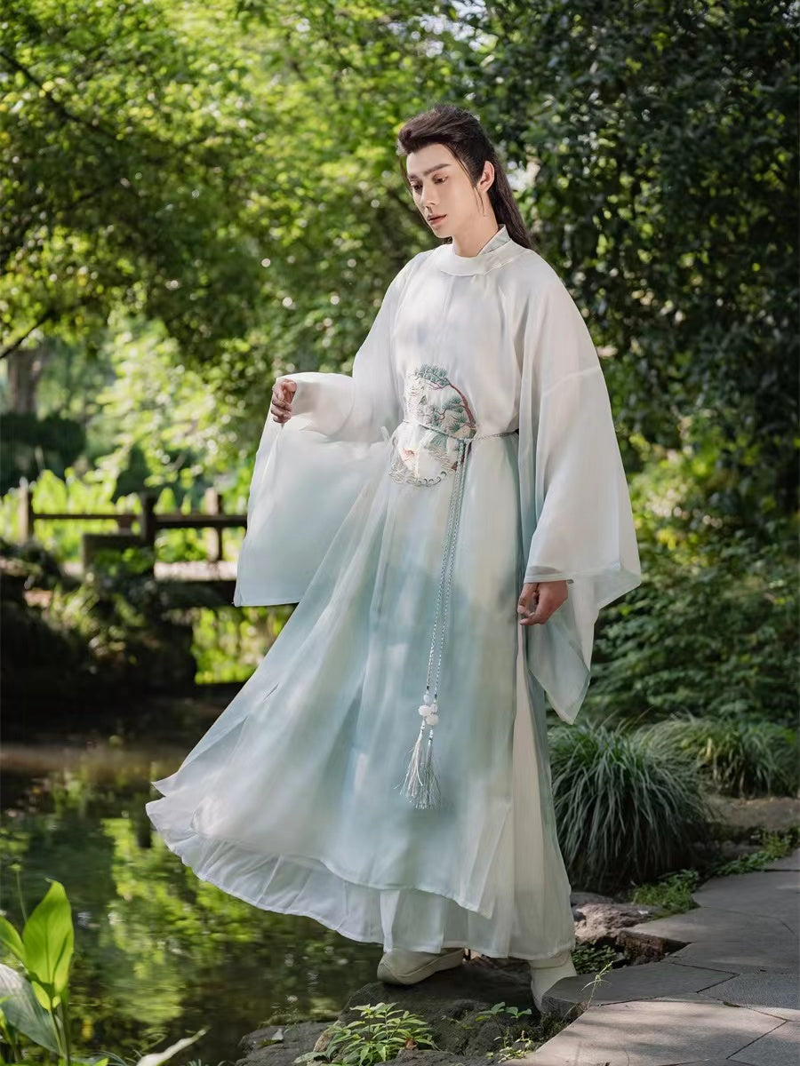 White yuanpaoling ancient chinese male clothing hanfu