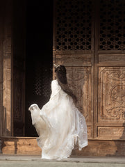 long white tulle dress fairy hanfu female