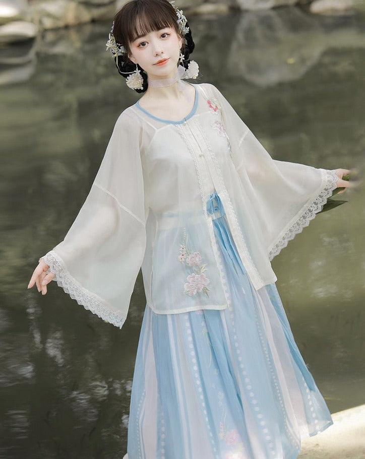 casual blue dresses modern hanfu female