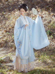 light blue gown long sleeve chinese hanfu female