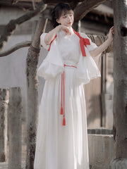 white fairy costume chinese kimono robe female