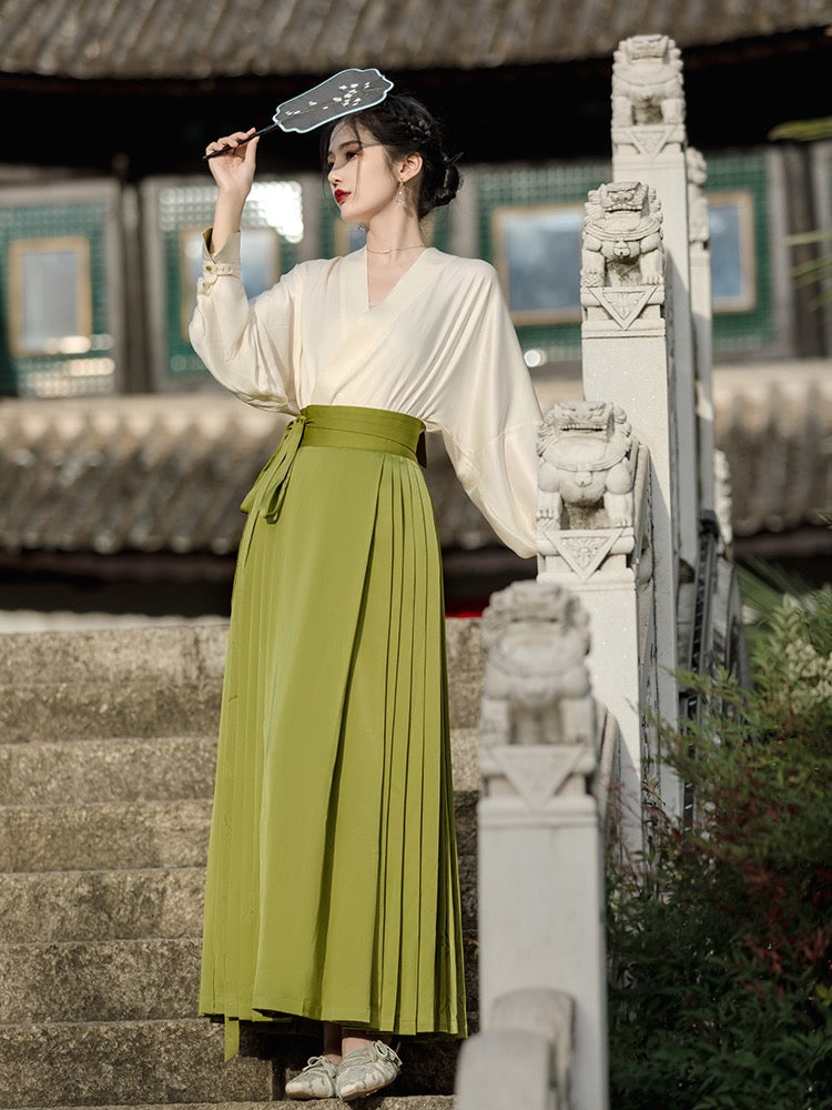Lime Green Skirt Set Modern Chinese Style Dress