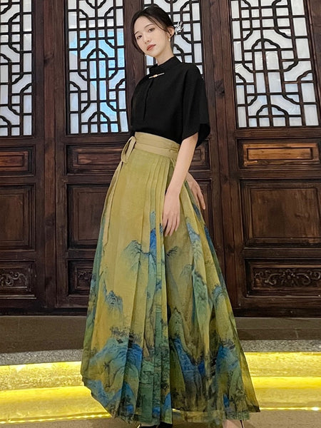 mamianqun printed skirt hanfu female – hanfudynasty