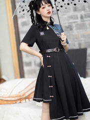 Cute Punk Outfits Black Modern Qipao Dress
