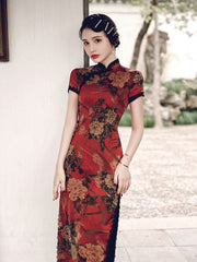 Red Tight Dress Chinese Slit Traditional Qipao Women