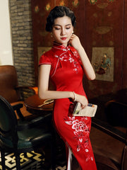Red Traditional Chinese Prom Dresses Cheongsam Women