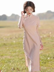 Pink Shift Dress Modern Chinese Style Qipao Prom