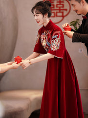 Chinese Tea Ceremony Dress Modern Wedding Qipao